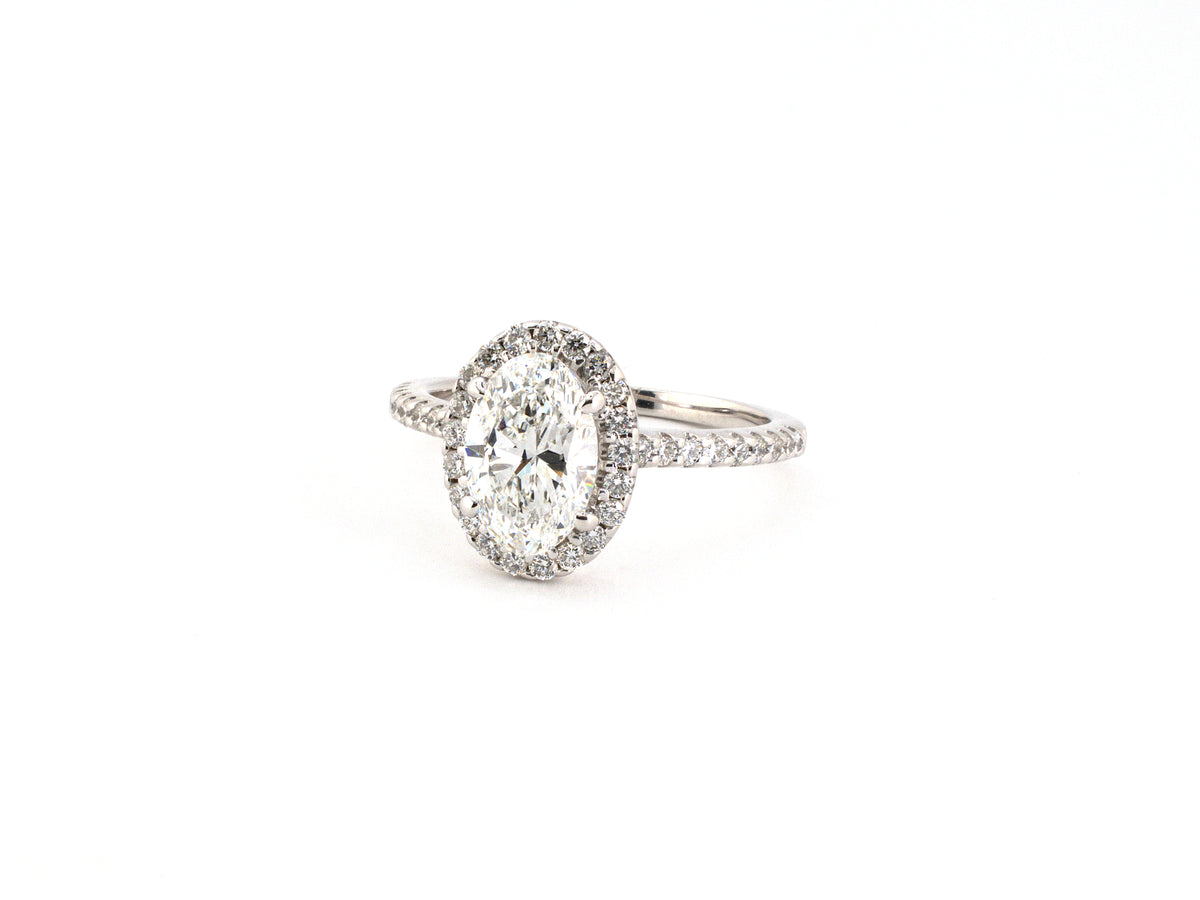 902401 - Gold Diamond Oval Halo Style Cluster Engagement Ring