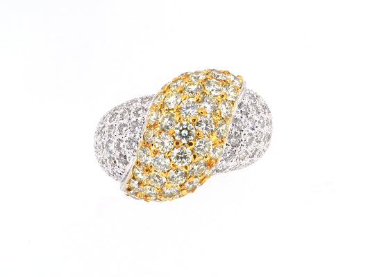 902414 - Circa 1980s Gold 2-Tone Pave Diamond Domed Bombe Ring