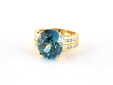 91031 - Julius Cohen Gold Diamond Oval Zircon Cocktail Ring