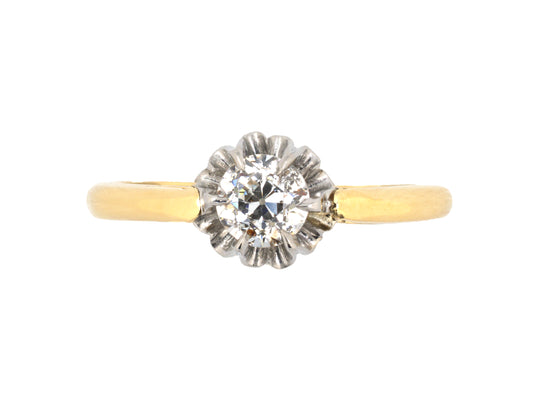 91046 - Platinum Gold Diamond Antique-Style Solitaire Engagement Ring