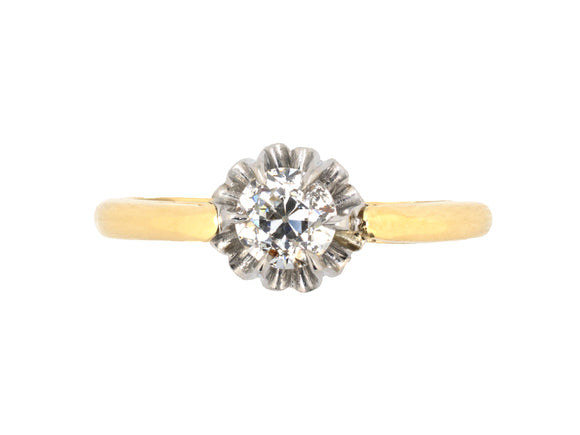 91046 - Platinum Gold Diamond Antique-Style Solitaire Engagement Ring