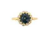 91047 - Gold AGL Sapphire Diamond Scalloped Cluster Ring