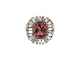 91398 - Circa 1950 Platinum Diamond Pink Tourmaline Wire Shank Ring