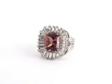 91398 - Circa 1950 Platinum Diamond Pink Tourmaline Wire Shank Ring