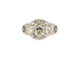 91417 - Art Deco Platinum Diamond Filigree Chased 3-Stone Ring