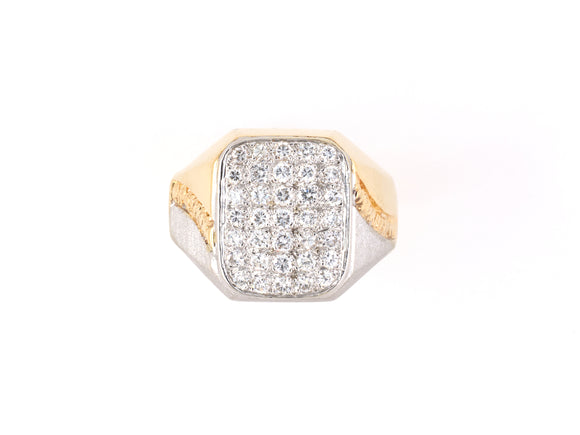 92563 - SOLD - Gold Diamond Cluster Gents Ring