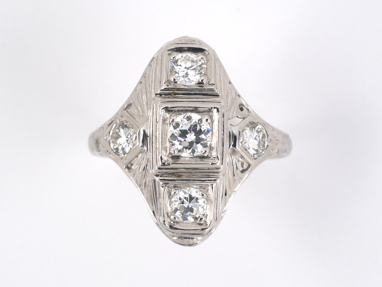 92775 - Art Deco Gold Diamond Dinner Ring