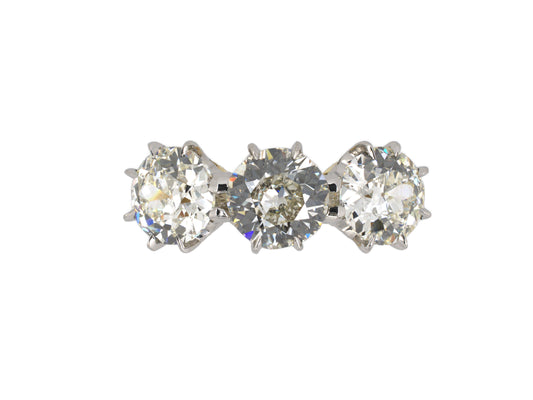 92972 - Platinum Gold Diamond Filigree Basket 3-Stone Ring