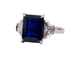 94422 - Cerro Platinum AGL Kashmir Sapphire Diamond 3 Stone Ring