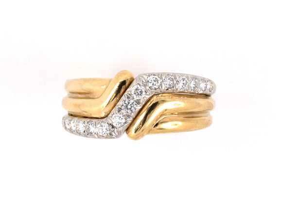 94796 - SOLD - Gold Diamond Twist Wedding Band Ring