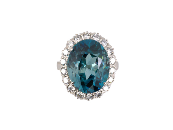95045 - Circa 1950 Platinum Diamond Zircon Ring