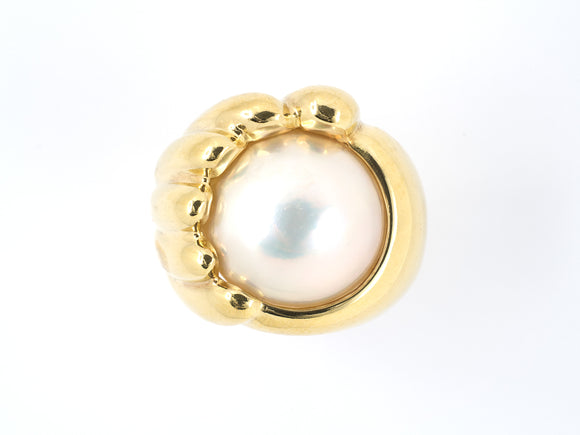 95406 - SOLD - Mabe Gold Pearl Corrugated Ring