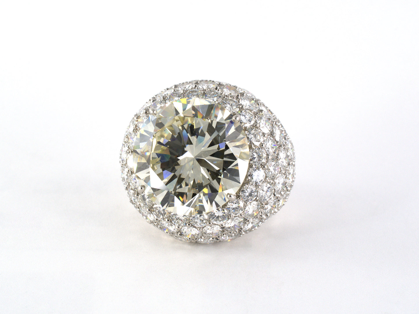 96678 - Platinum Gia Diamond Domed Pave Ring