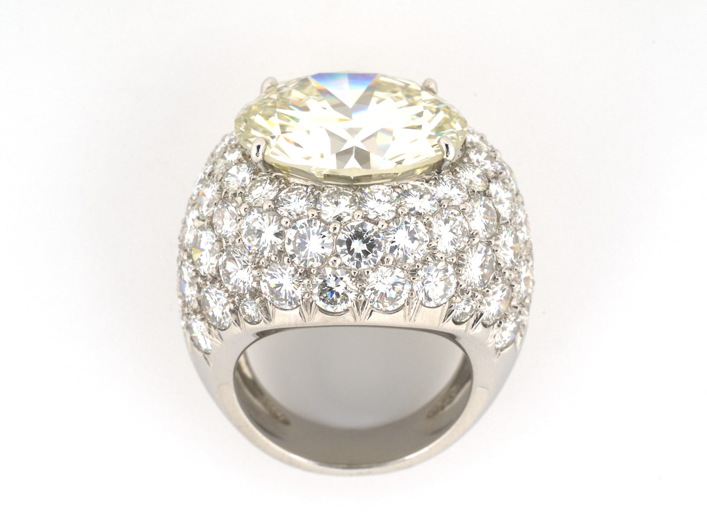 96678 - Platinum Gia Diamond Domed Pave Ring