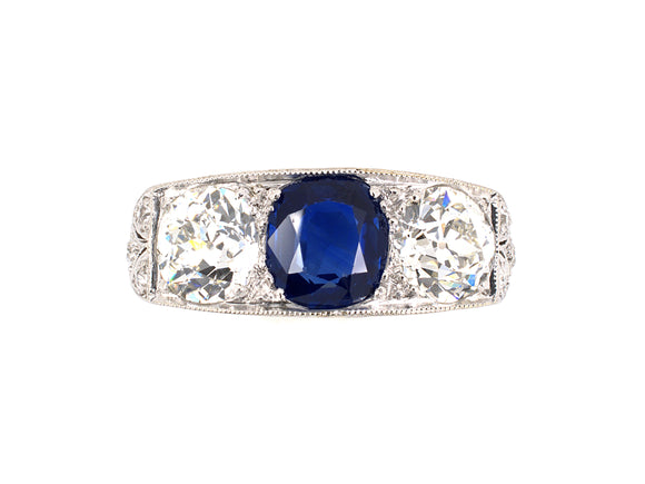 96733 - SOLD - Edwardian Platinum AGL Sapphire Diamond Ring