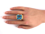 97040 - Webb Circa 1970 Gold Platinum Aqua Diamond Ring