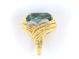 97040 - Webb Circa 1970 Gold Platinum Aqua Diamond Ring