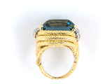 97040 - Webb Circa 1970 Gold Platinum Aqua Diamond Ring