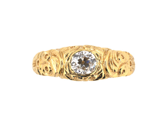 97241 - Gold Carved Solitaire Ring