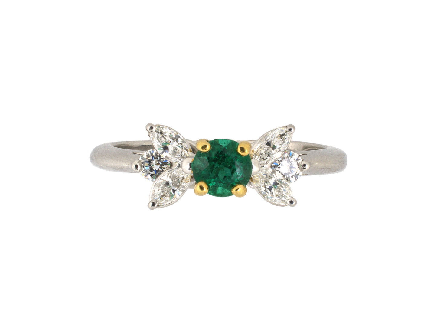 97297 - Tiffany Platinum Gold Emerald Diamond Engagement Ring