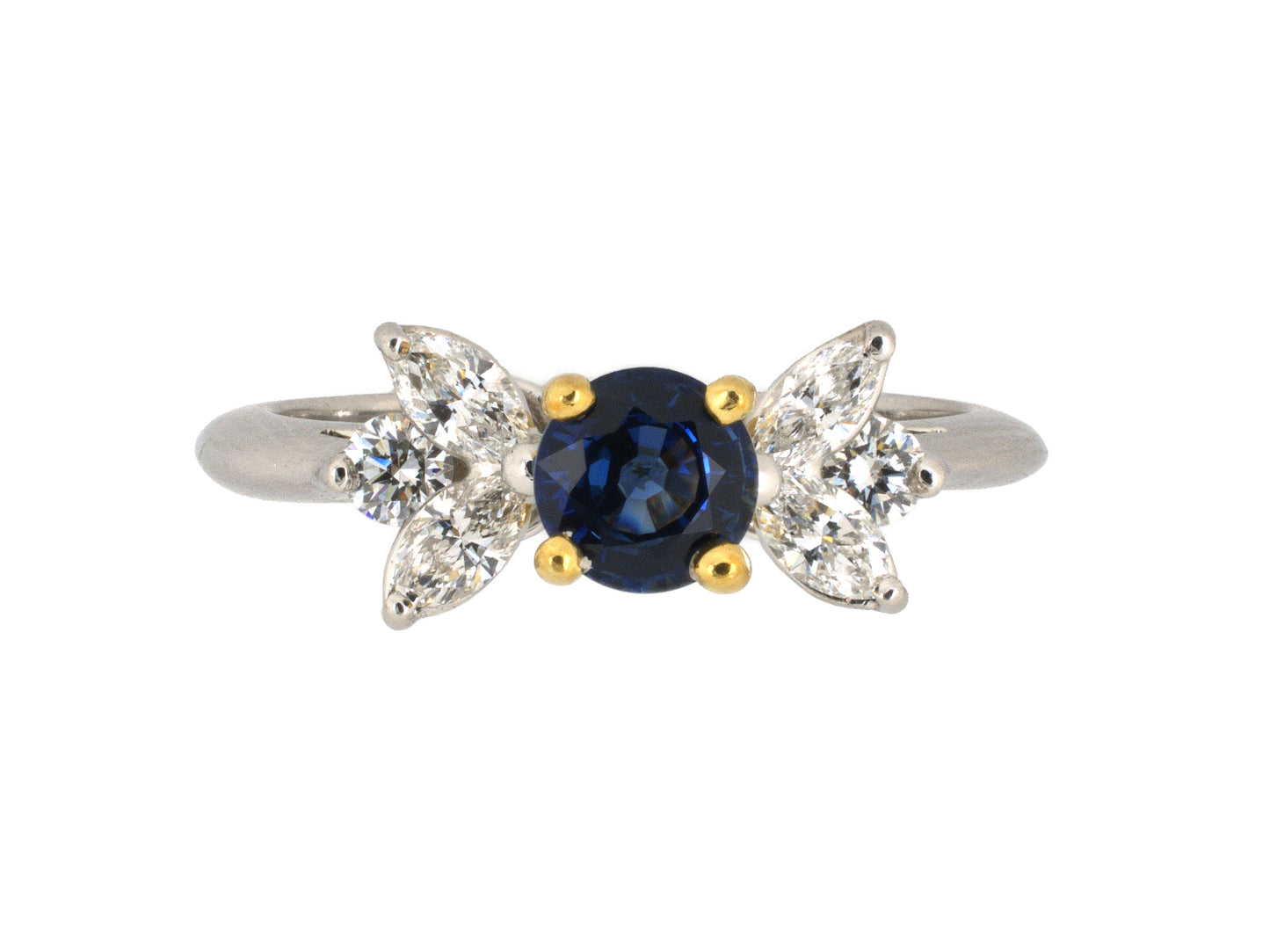 97299 - Tiffany Platinum Gold Sapphire Diamond Engagement Ring