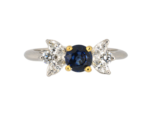 97299 - Tiffany Platinum Gold Sapphire Diamond Engagement Ring