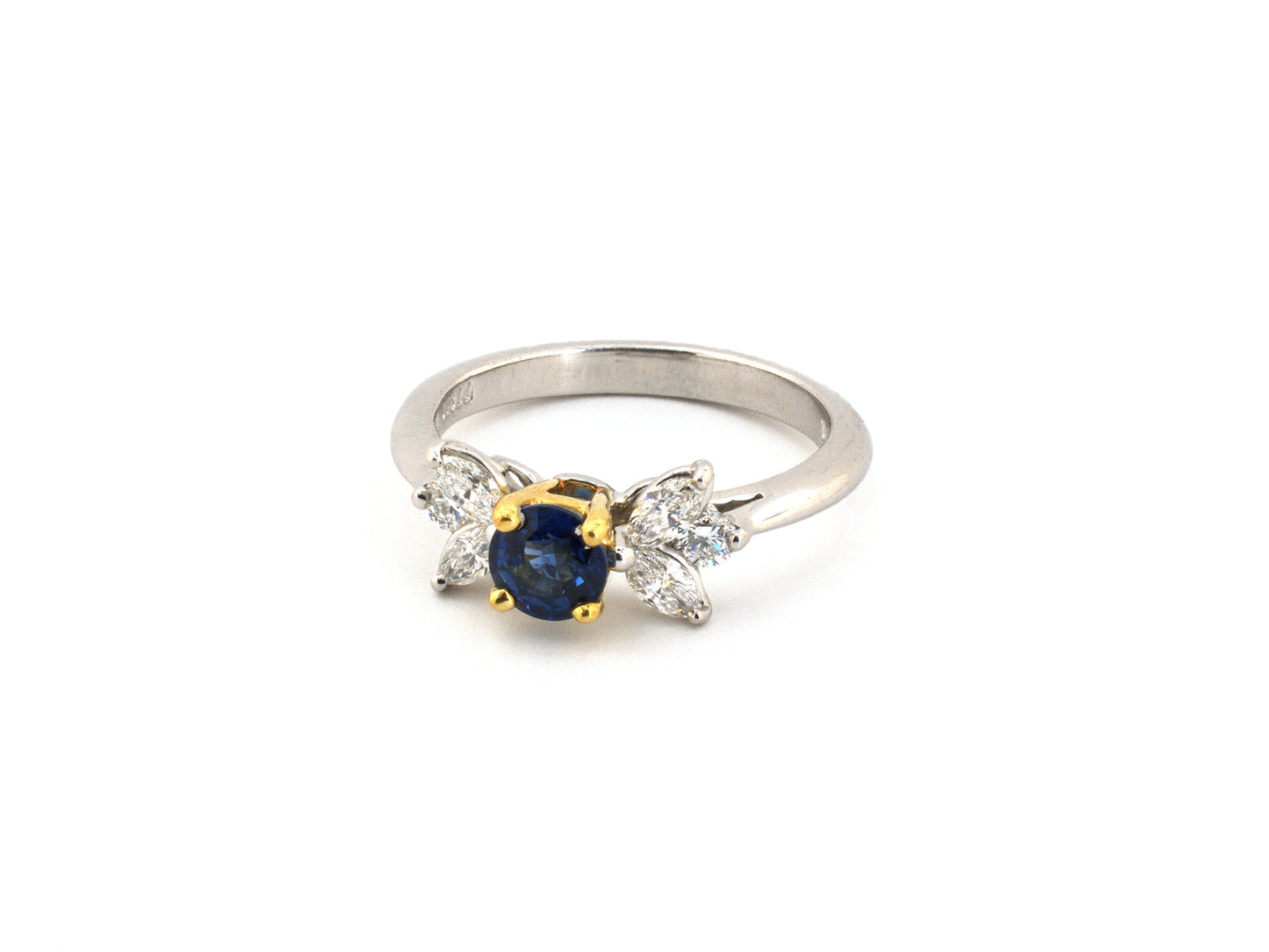 97299 - Tiffany Platinum Gold Sapphire Diamond Engagement Ring