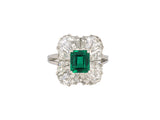97382 - Circa 1967 Oscar Heyman Platinum Diamond AGL Emerald Ballerina Ring