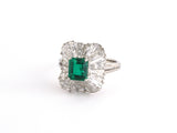 97382 - Circa 1967 Oscar Heyman Platinum Diamond AGL Emerald Ballerina Ring