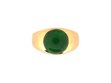 97403 - Gold GIA Jadeite French Gypsy Gents Ring