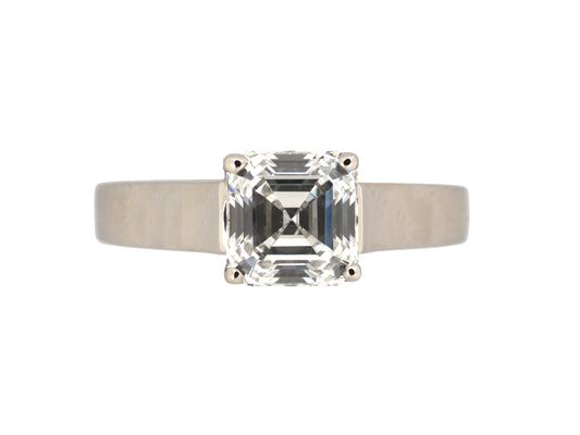 97425 - Platinum Asscher Cut Gia Diamond 4-Prong Solitaire Engagement Ring