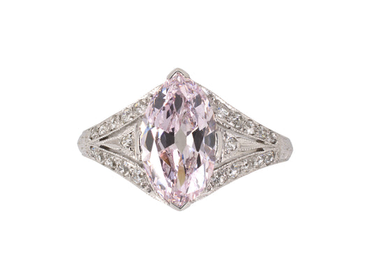 97586 - Edwardian Platinum GIA Diamond Engagement Ring