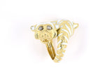 97612 - Gold Diamond Enamel Tiger Head By Pass Ring