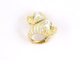 97612 - Gold Diamond Enamel Tiger Head By Pass Ring