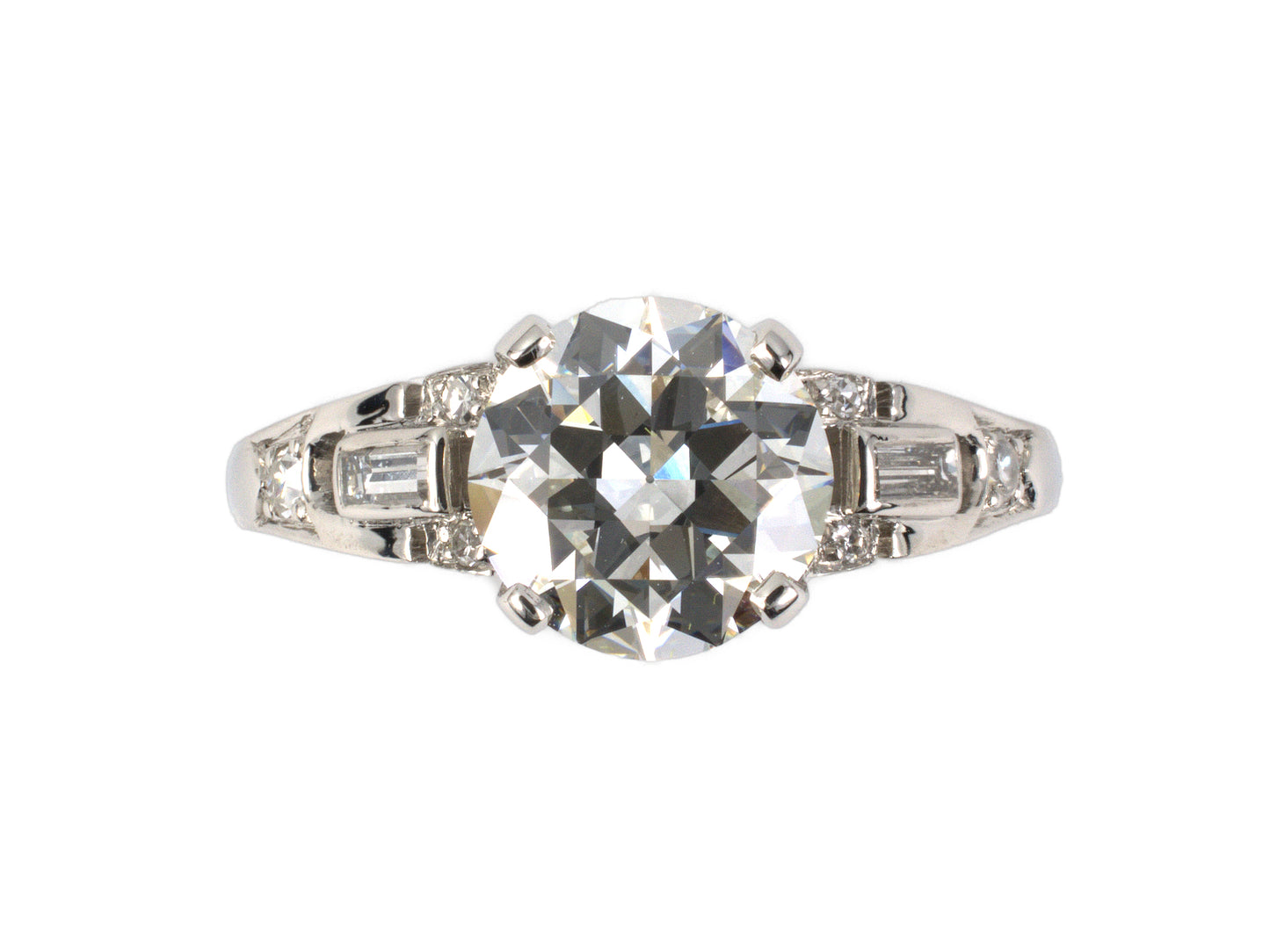 97912 - Circa 1932 Art Deco Platinum GIA Diamond Geometric Engagement Ring