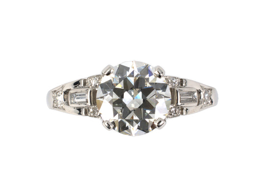 97912 - Circa 1932 Art Deco Platinum GIA Diamond Geometric Engagement Ring