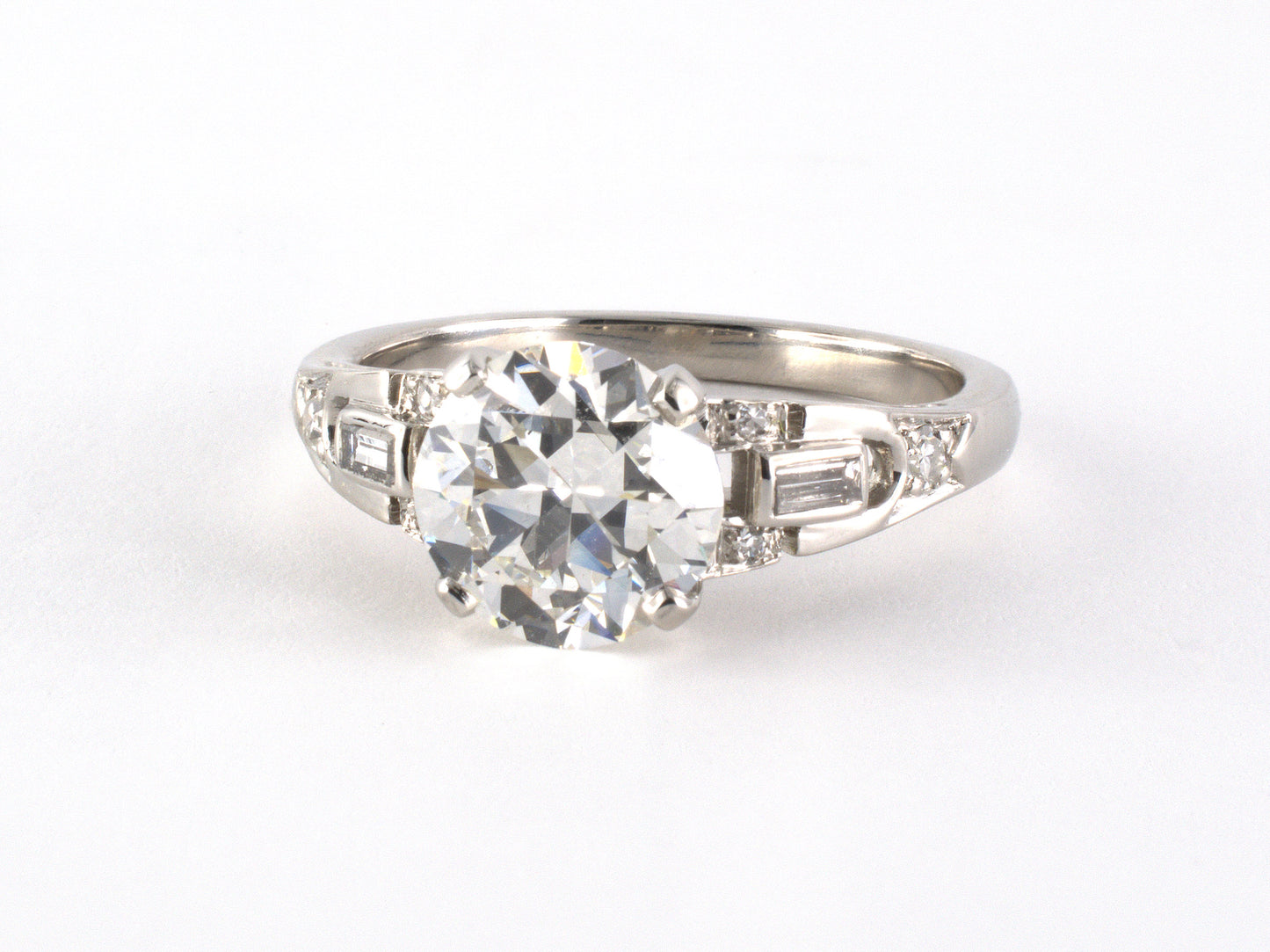 97912 - Circa 1932 Art Deco Platinum GIA Diamond Geometric Engagement Ring