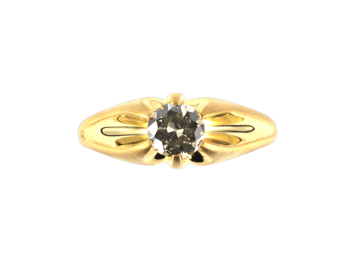 98022 - SOLD - Gold Diamond Gents Belcher Solitaire Ring