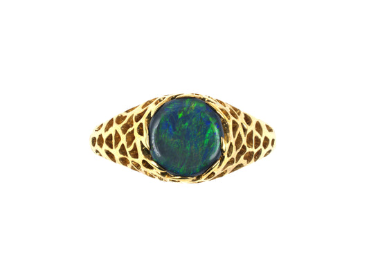 98483 - Gold Black Opal Solitaire Ring