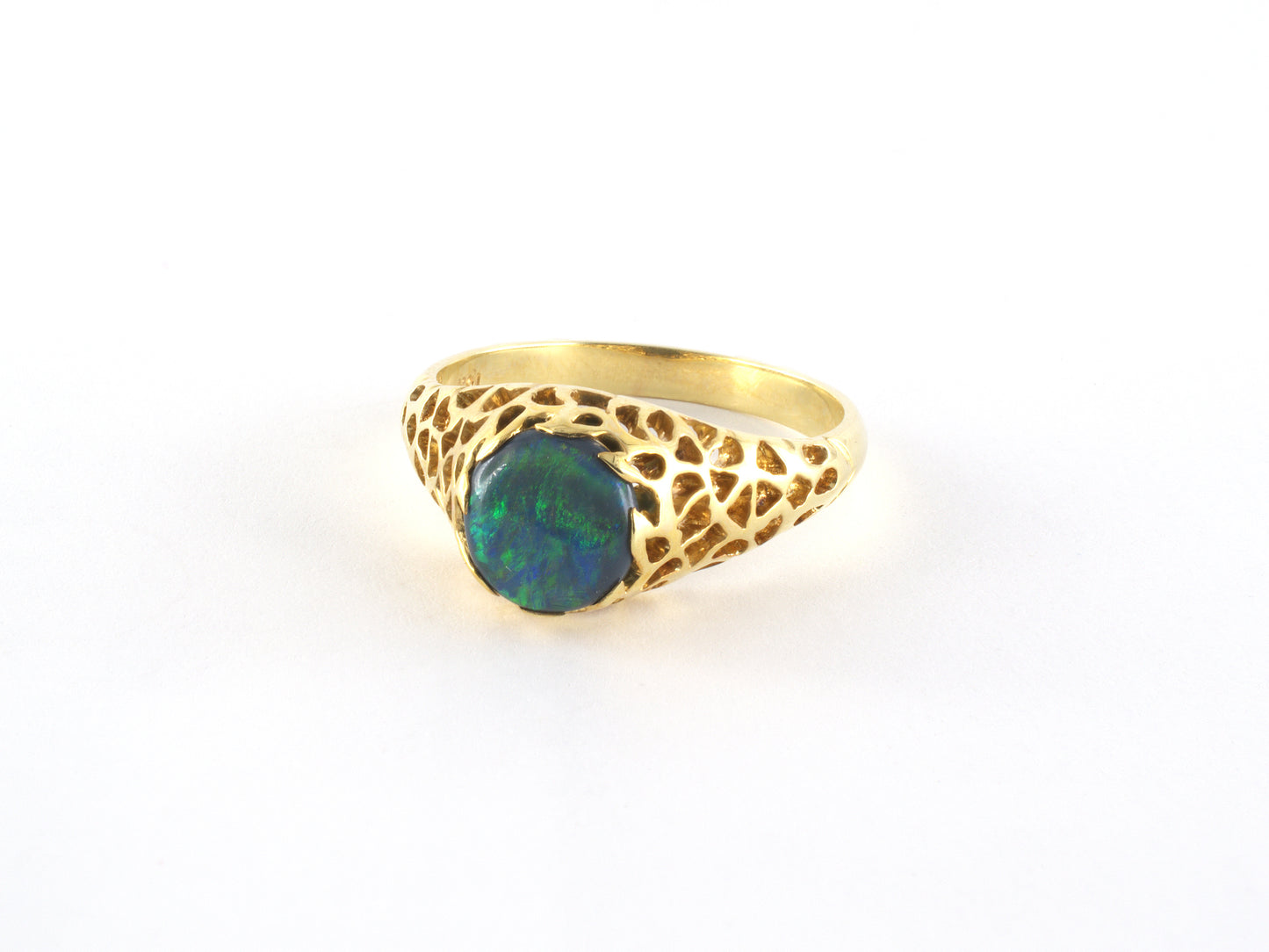 98483 - Gold Black Opal Solitaire Ring