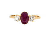 98508 - Gold Burma Ruby Diamond 3-Stone Ring