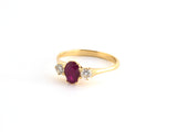 98508 - Gold Burma Ruby Diamond 3-Stone Ring