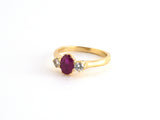 98545 - Gold Burma Ruby Diamond 3-Stone Ring