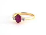 98550 - Gold AGL Ruby Diamond 3-Stone Ring