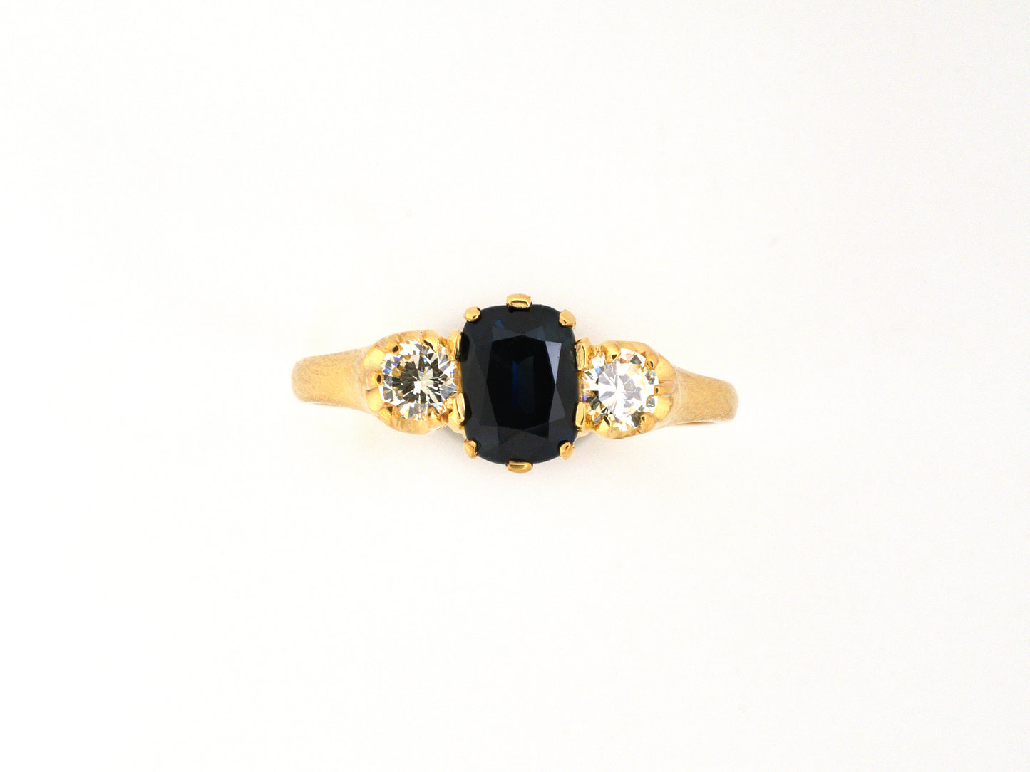 99310 - Gold Sapphire Diamond 3-Stone Ring