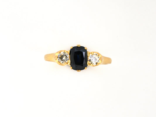 99310 - Gold Sapphire Diamond 3-Stone Ring