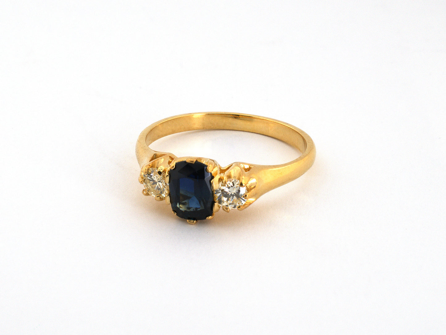 99310 - Gold Sapphire Diamond 3-Stone Ring