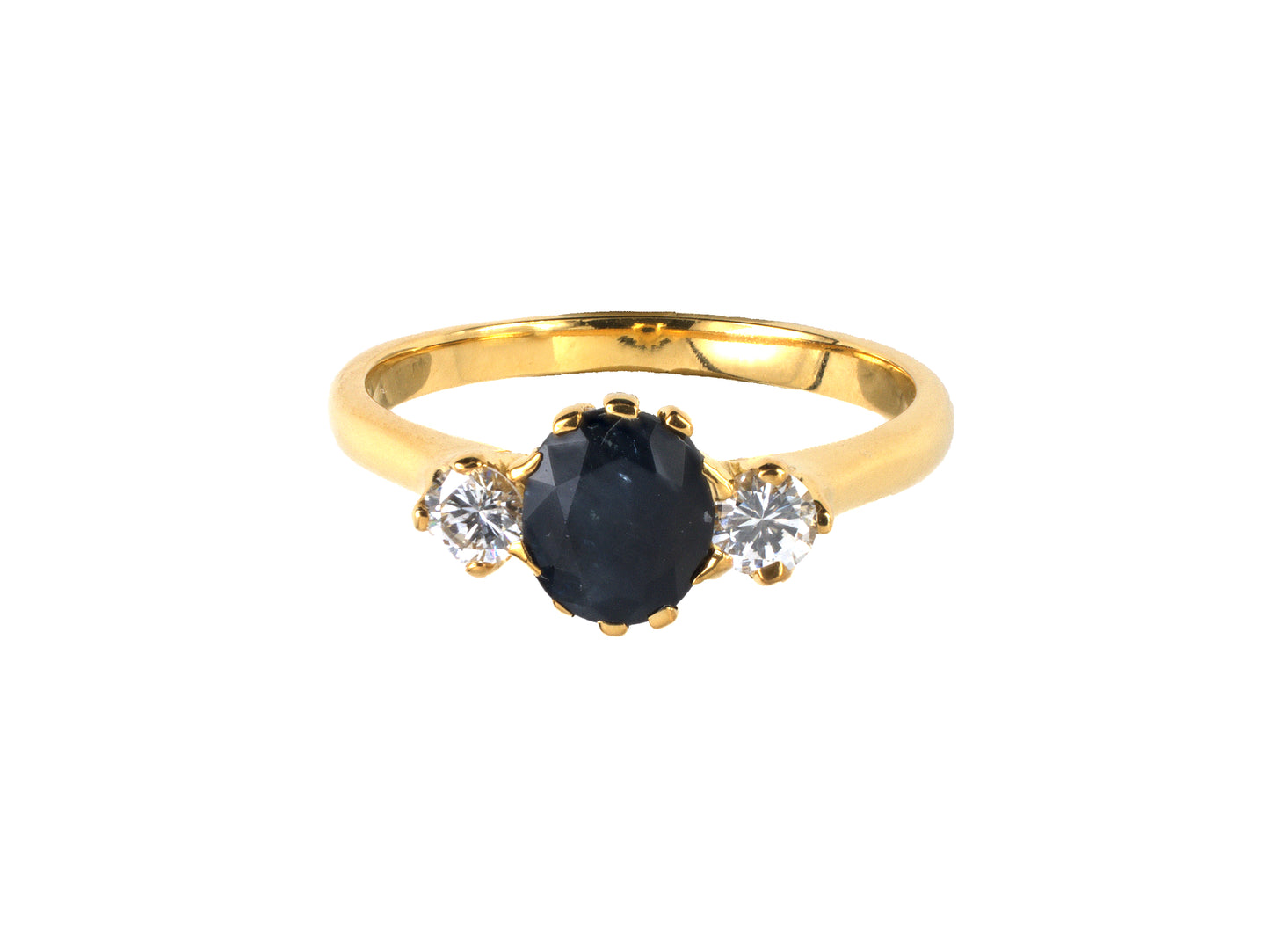99315 - Gold Sapphire Diamond 3-Stone Ring