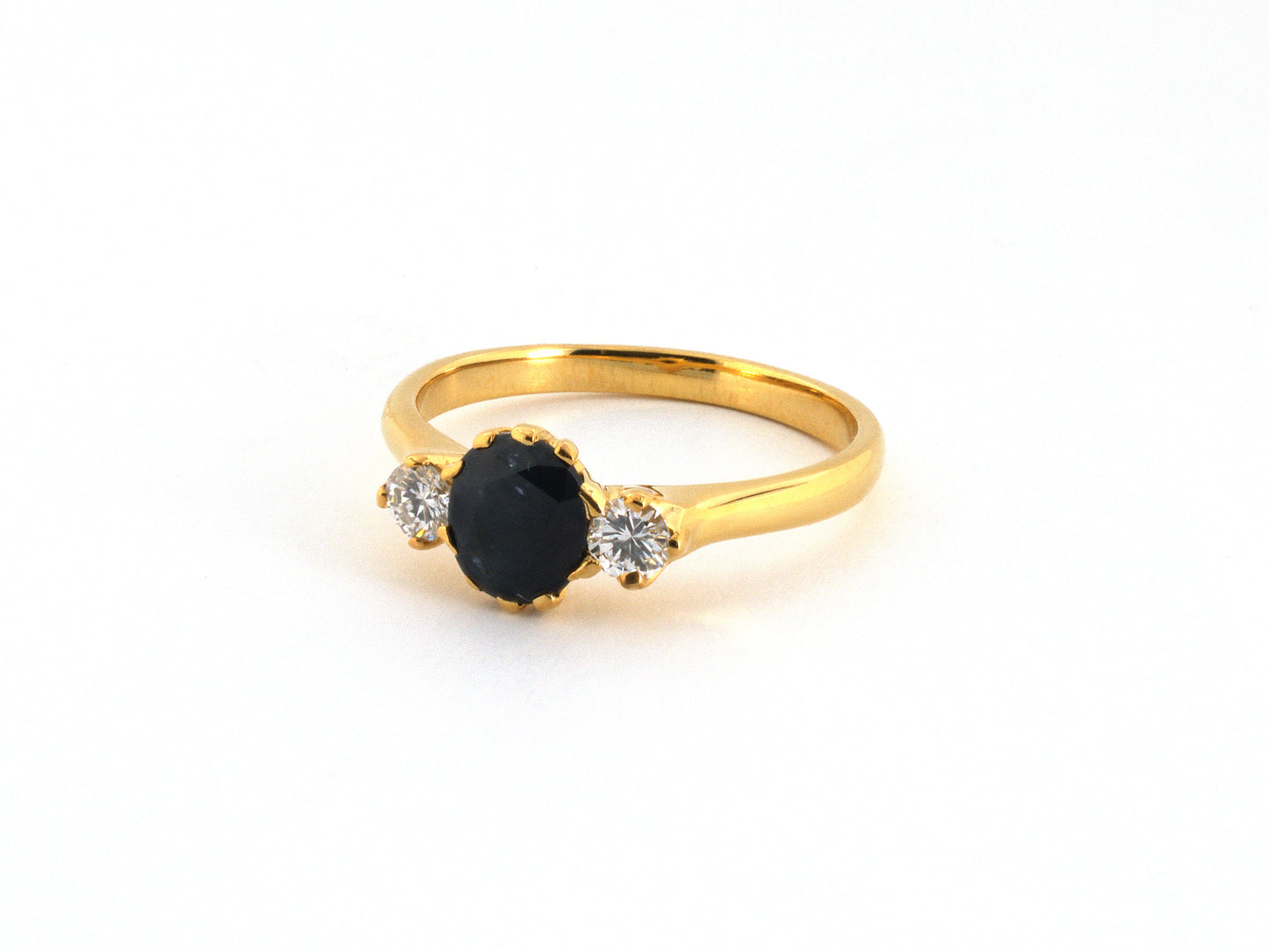 99315 - Gold Sapphire Diamond 3-Stone Ring