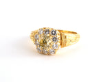 99353 - Gold GIA Brownish Yellow Diamond Carved Shoulder Cluster Repro Antique-Style Ring